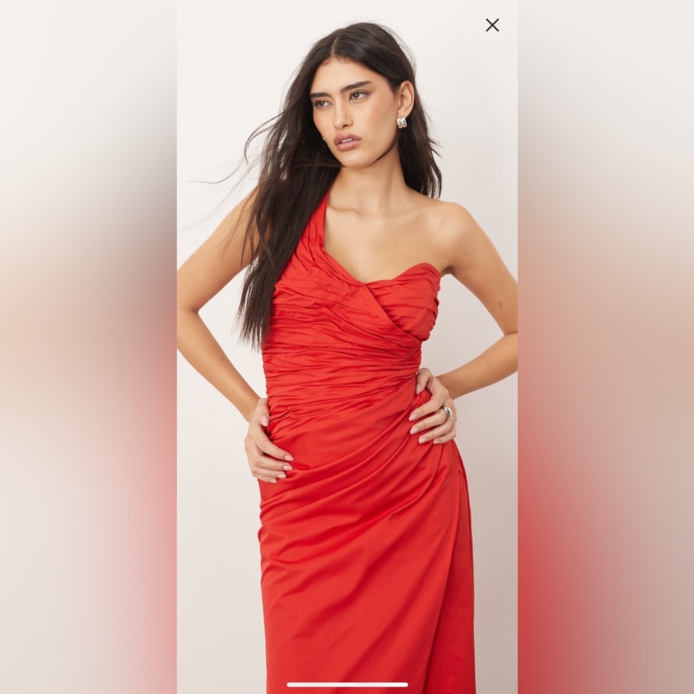 Red One Shoulder Dress ASOS-Arrange - Picture 2 of 8